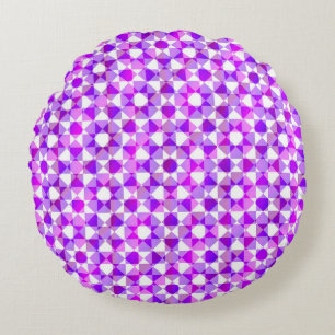 Colorful Abstract Checker Square Pattern Round Cushion
