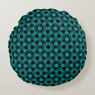 Colorful Abstract Checker Square Pattern Round Cushion