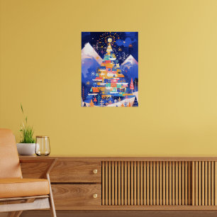 Colorful Abstract Christmas Tree Poster