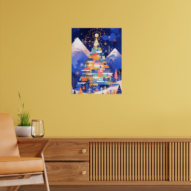 Colorful Abstract Christmas Tree Poster (Living Room 2)
