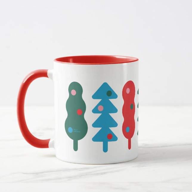 Colorful Abstract Christmas Trees Mug (Left)
