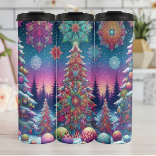 Colorful Abstract Christmas Trees Thermal Tumbler