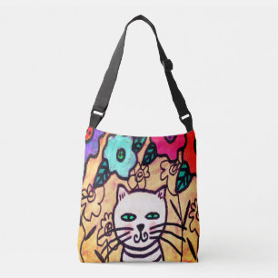 Colorful Abstract Digital Cat Art Tote Bag