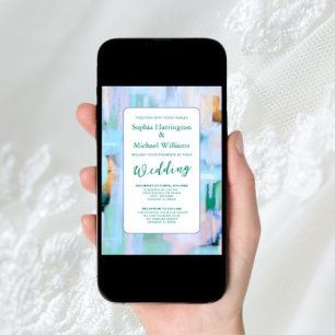 Colorful Abstract Digital Wedding Invitation QR