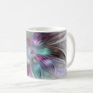 Colorful Abstract Flower Modern Floral Fractal Art Coffee Mug