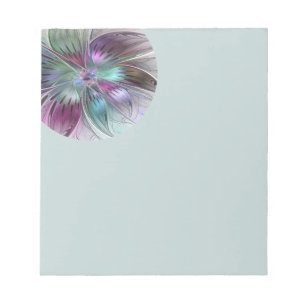 Colorful Abstract Flower Modern Floral Fractal Art Notepad
