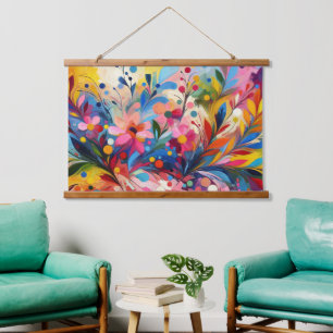 Colorful Abstract Flowers Vibrant Explosion Art Ch Hanging Tapestry