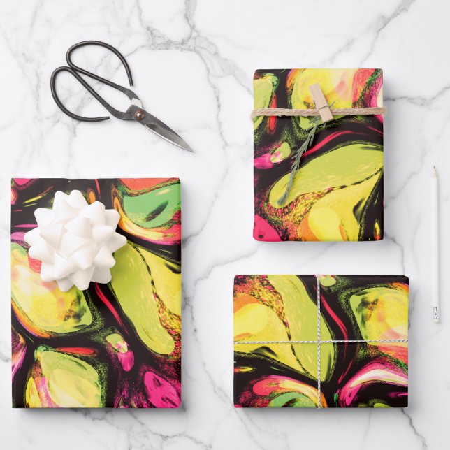 Colorful Abstract Fruity Vibes Pattern  Wrapping Paper Sheet (Front)