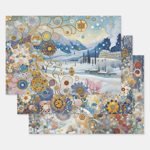Colorful Abstract Fun Winter Wonderland Art Wrapping Paper Sheet