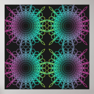 Colorful abstract geometric lace seamless pattern poster
