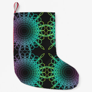 Colorful abstract geometric lace seamless pattern small christmas stocking