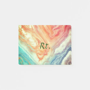 Colorful abstract geometric marble add name letter post-it notes