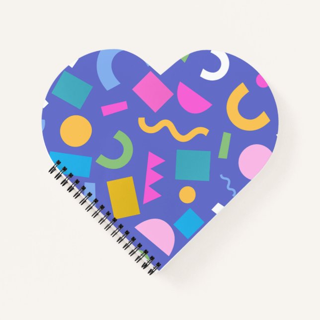 Colorful Abstract Geometric Memphis Style Pattern Notebook (Front)