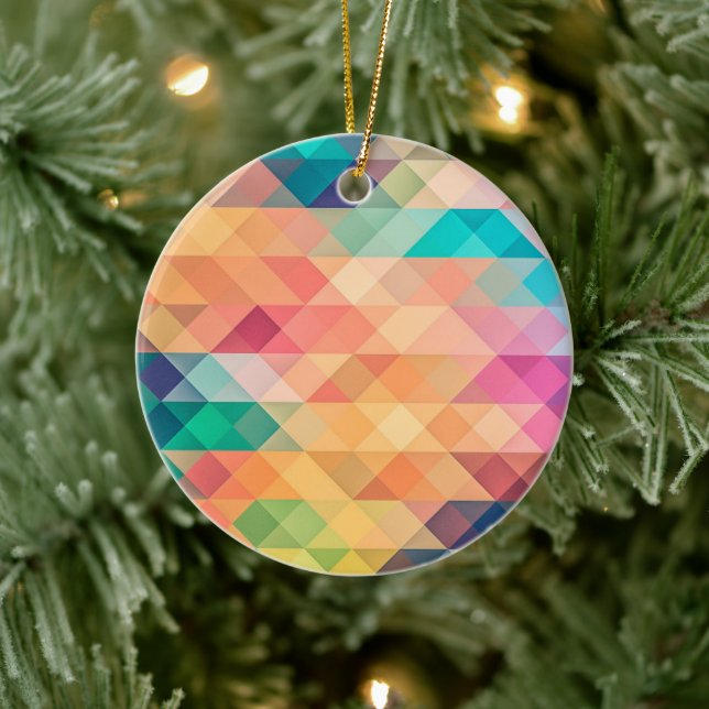 Colorful Abstract Geometric Pattern Ceramic Ornament (Tree)