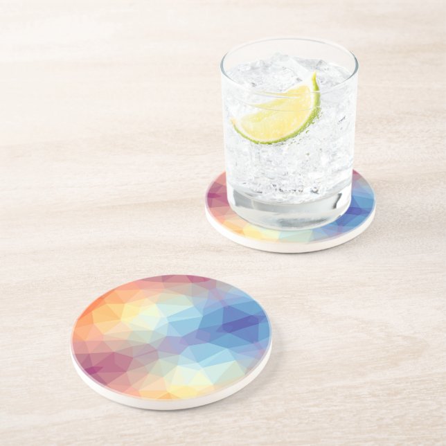 Colorful Abstract Geometric Rainbow                Coaster (Side)