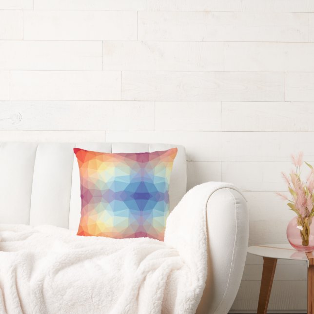 Colorful Abstract Geometric Rainbow   Cushion (Couch)
