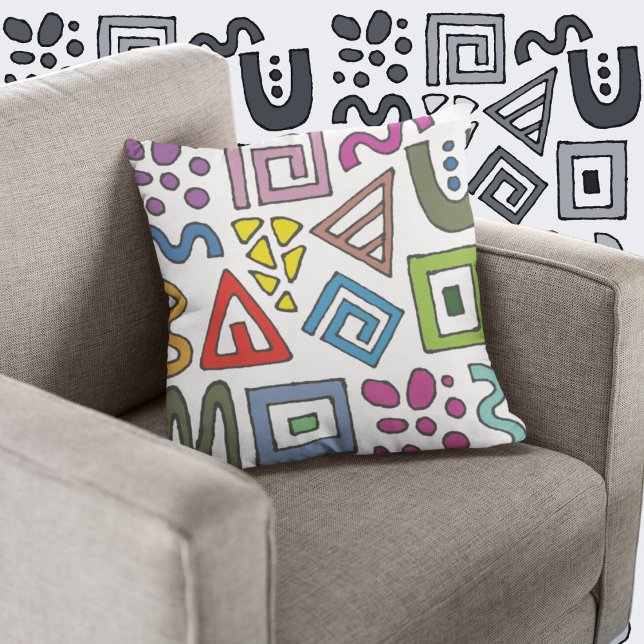 Colorful Abstract Geometric Shapes Modern Funky Cushion (Abstract pattern cushion
)