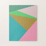 Colorful Abstract Geometry Color Block Triangles Jigsaw Puzzle<br><div class="desc">This modern colorful graphic design features fun abstract geometric triangles in a bright spring and summer color palette of pink,  green,  and blue.</div>