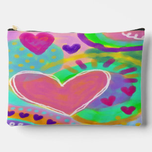 Colorful Abstract Heart Digital Art Accessory Pouch