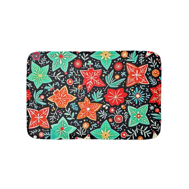 Colorful Abstract Holiday Design Bath Mat (Front)