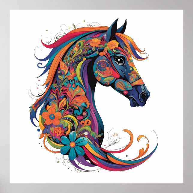 Colorful abstract horse poster (Front)