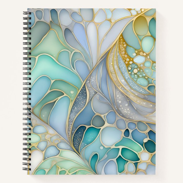 Colorful Abstract Ink Art Spiral Notebook (Front)