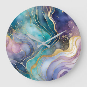 Colorful Abstract Ink Art Wall Clock