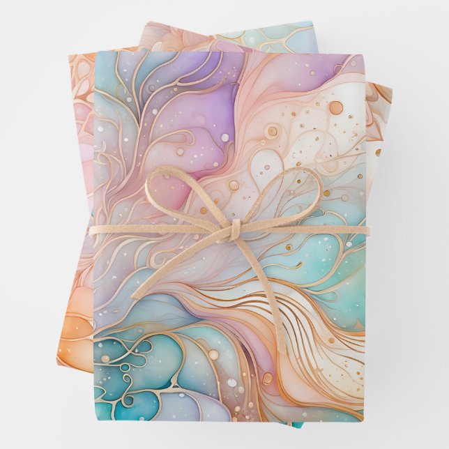Colorful Abstract Ink Art Wrapping Paper Sheets (In situ)