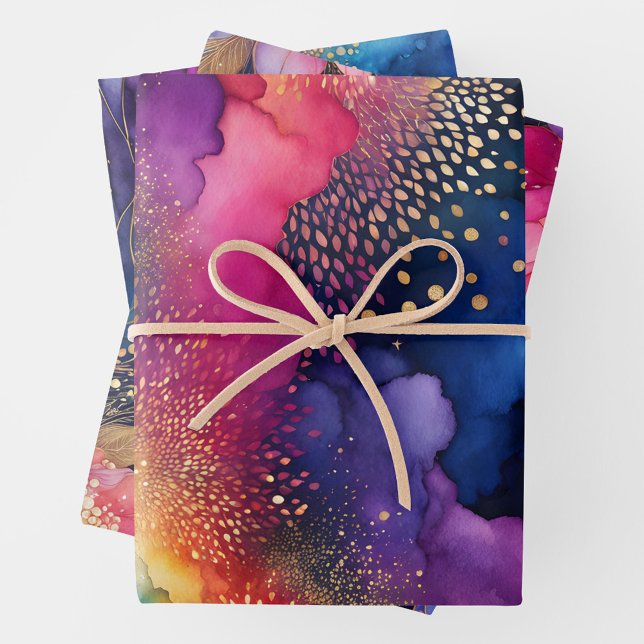 Colorful Abstract Ink Art Wrapping Paper Sheets (Creator Uploaded)