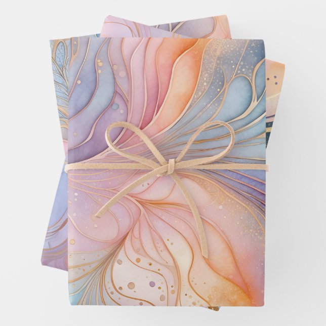 Colorful Abstract Ink Art Wrapping Paper Sheets (In situ)