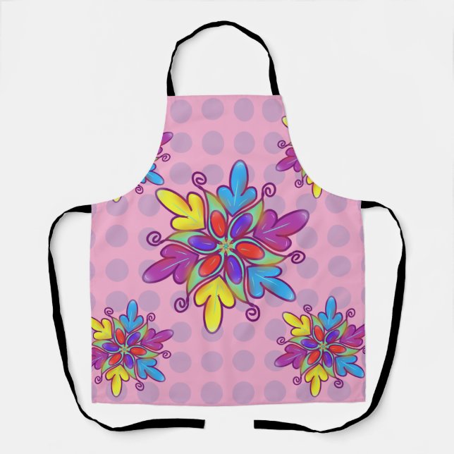 Colorful Abstract Kaleidoscope Flower Pattern Apron (Front)