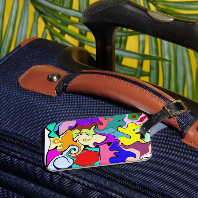 Colorful Abstract Liquid Swirl Pattern Psychedelic Luggage Tag (Front Insitu 3)