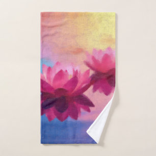 Colorful Abstract Lotus Flowers Hand Towel