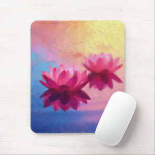 Colorful Abstract Lotus Flowers Mouse Pad