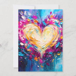 Colorful Abstract Modern Love Heart Holiday Card