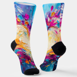 Colorful Abstract Modern Love Heart Socks