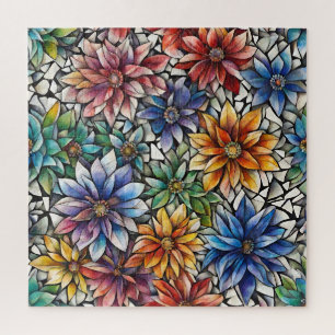 Colorful Abstract Mosaic Flowers  Jigsaw Puzzle