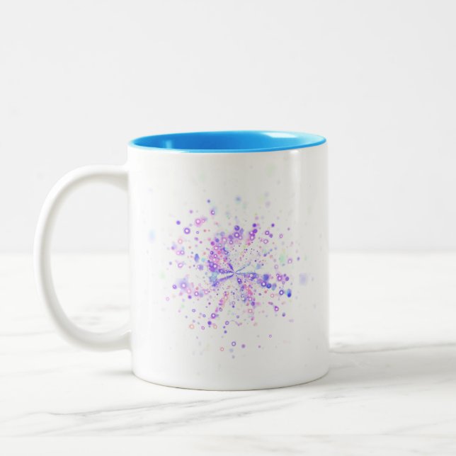 Colorful Abstract Neon Splash Two-Tone Coffee Mug (Left)