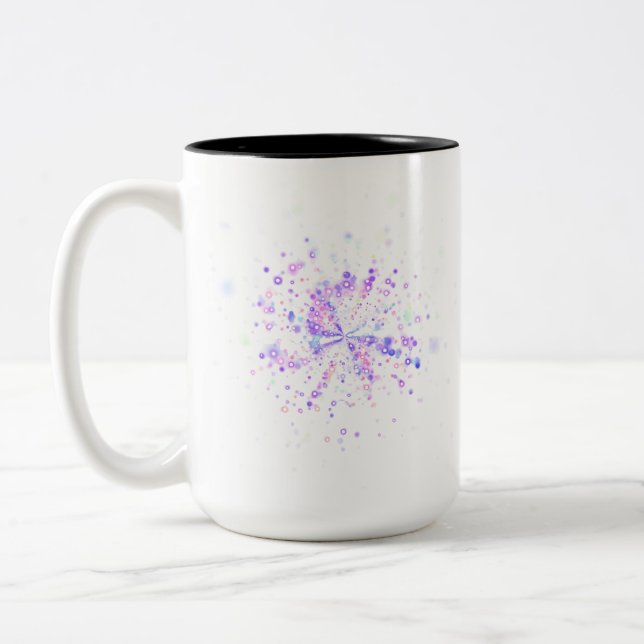 Colorful Abstract Neon Splash Two-Tone Coffee Mug (Left)