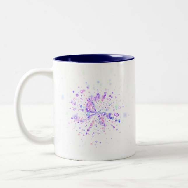 Colorful Abstract Neon Splash Two-Tone Coffee Mug (Left)