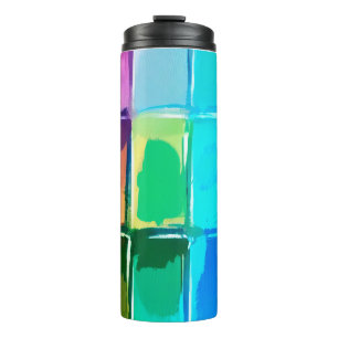 Colorful Abstract Oil Paint Block Pattern Thermal Tumbler