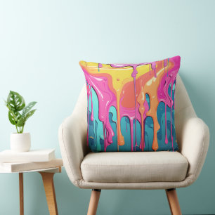 Colorful Abstract Paint Drips (7) Cushion