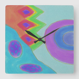 Colorful Abstract Painting Large Clock