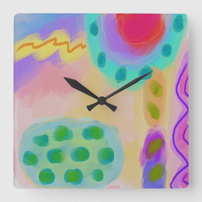 Colorful Abstract Painting Large Clock (Front)