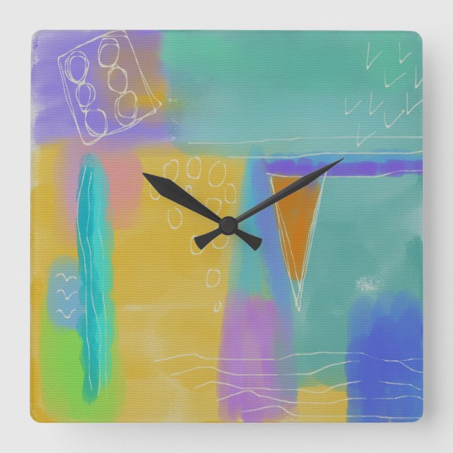 Colorful Abstract Painting Round Clock (Front)