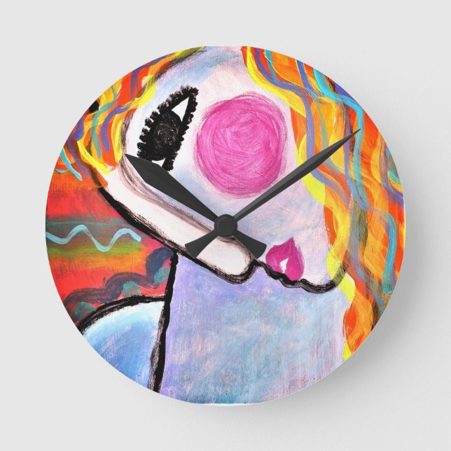 Colorful Abstract Painting Round Clock (Front)