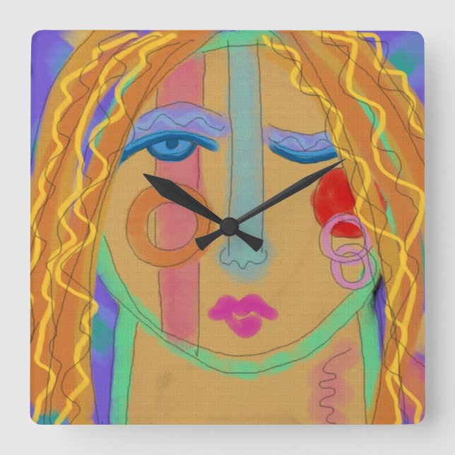 Colorful Abstract Painting Round Clock (Front)