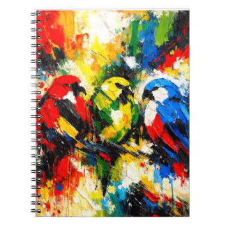 Colorful Abstract Parrots Tropical Birds Art Notebook