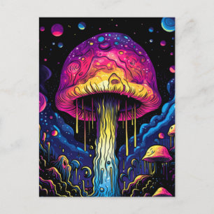Colorful Abstract Psychedelic Mushroom Postcard