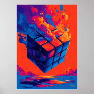 Colorful Abstract Puzzle Cube Wall Art